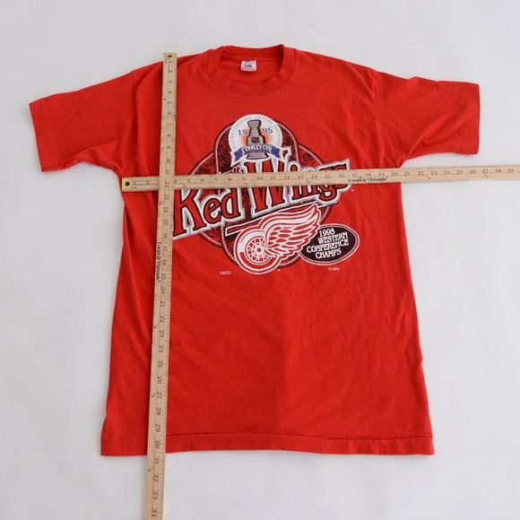 '95 Fruit Of The Loom Detroit Red Wings Stanley Cup Championship Single T Shirt - Picture 3 of 10